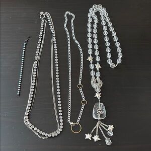 Bundle of 4 Costume Jewelry Pieces - 3 Necklaces and 1 Bracelet - Glass Beads